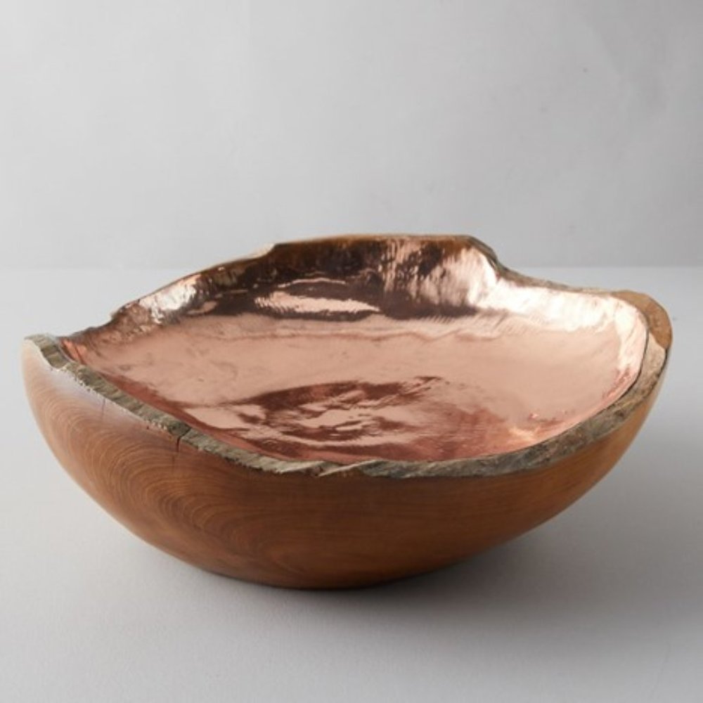 Teak + Copper Decorative Bowl